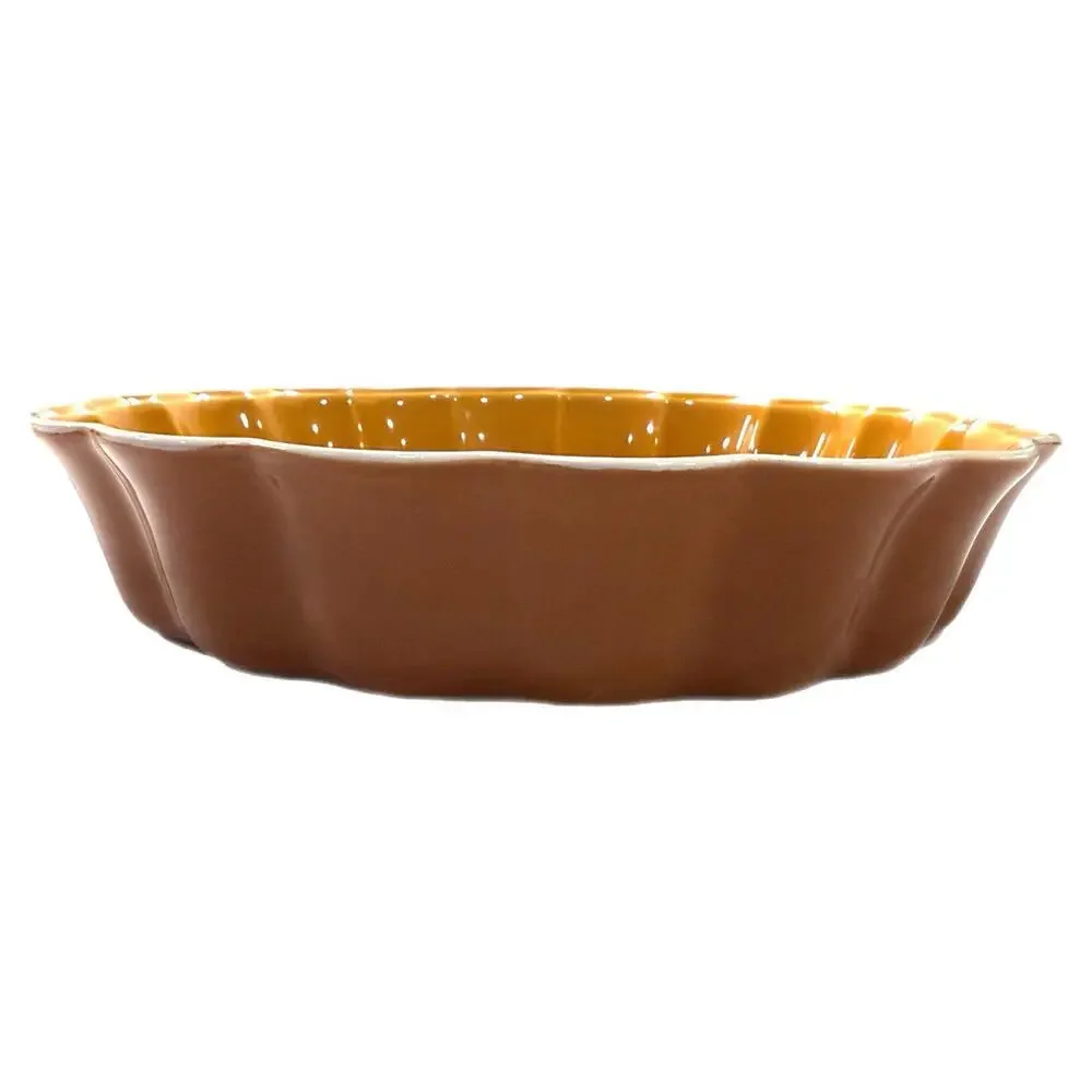 Crate & Barrel CARMAL 10.5” Pie Serving Dish Ruffled Edges – Made in Portugal